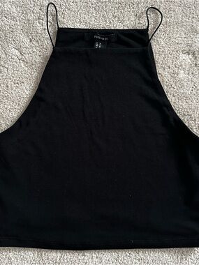 Forever 21 Black High Neck Crop Tank Top